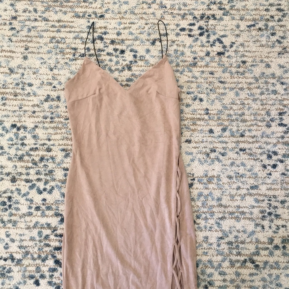 Suede Body con Dress (high slit)